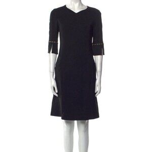 Versace Vintage Black Dress Embellished W Gold Round Metal Sleeves Size 42 New